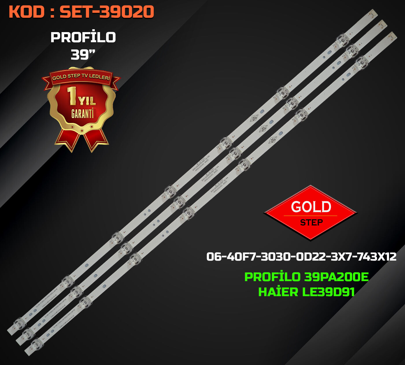 Profilo 39PA200E Haier LE39D91 Uyumlu LED Bar Takımı