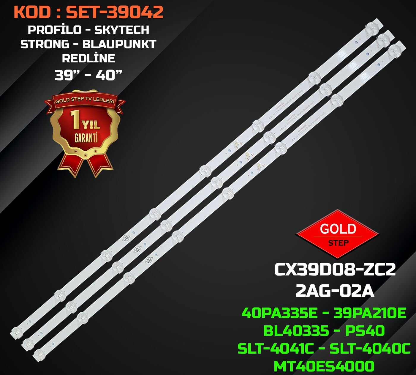 PROFILO 39'' 39PA210E / 40PA335E / SKYTECH ST-4040C Serisi Uyumlu LED Bar Takımı (CX39D08 / HL-00390A30 / MS-L1795)