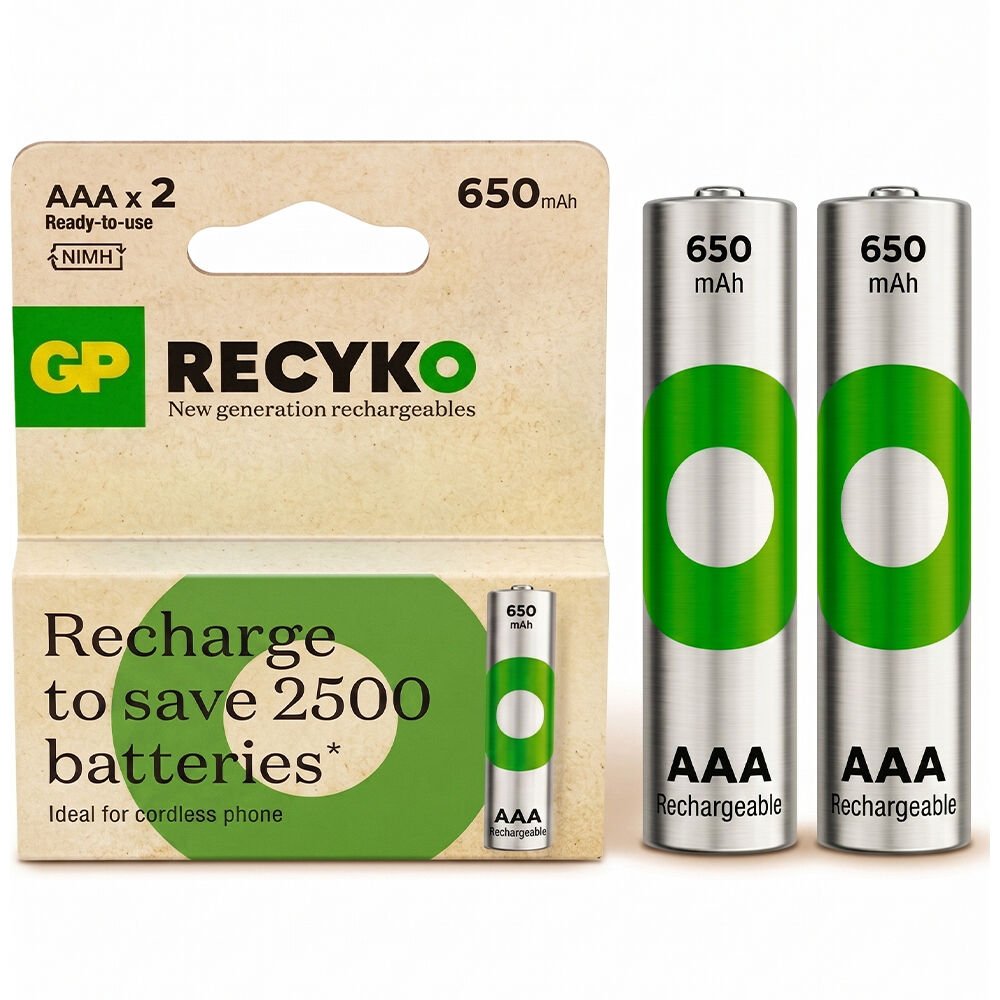 GP ReCyko AAA (İnce) 650 mAh Şarjlı Pil 2’li 