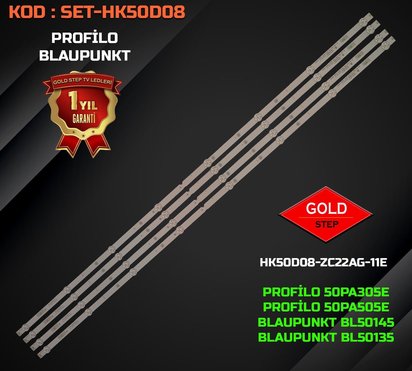 Profilo 50PA305E 50PA505E Blaupunkt BL50145 Uyumlu LED Bar Takımı HK50D08-ZC22AG-11E