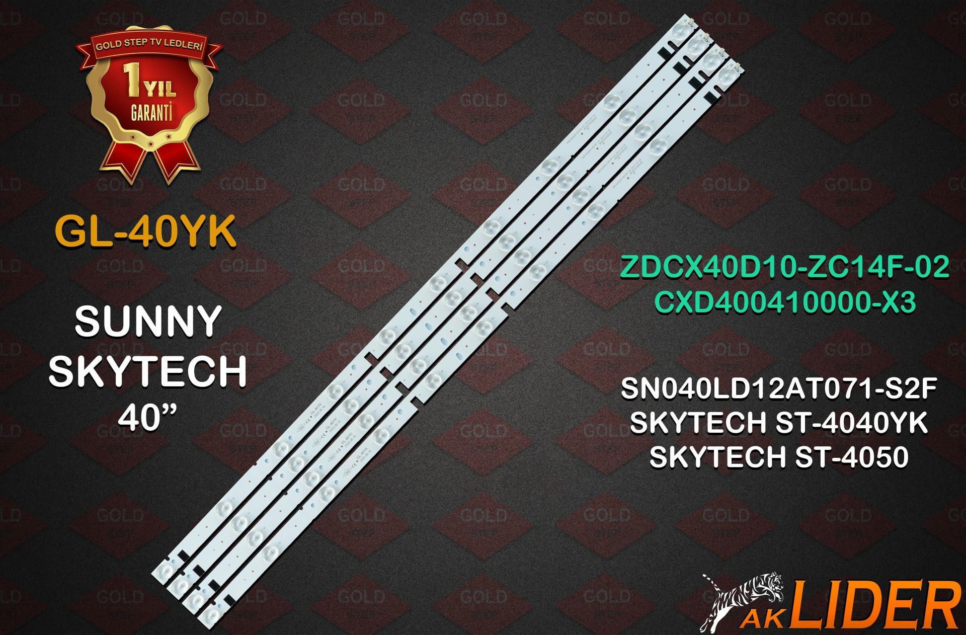 Sunny SN040LD12AT071-S2F Skytech ST-4040YK ST-4050 Uyumlu LED Bar Takımı ZDCX40D10-ZC14F-02