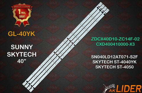 Sunny SN040LD12AT071-S2F Skytech ST-4040YK ST-4050 Uyumlu LED Bar Takımı ZDCX40D10-ZC14F-02