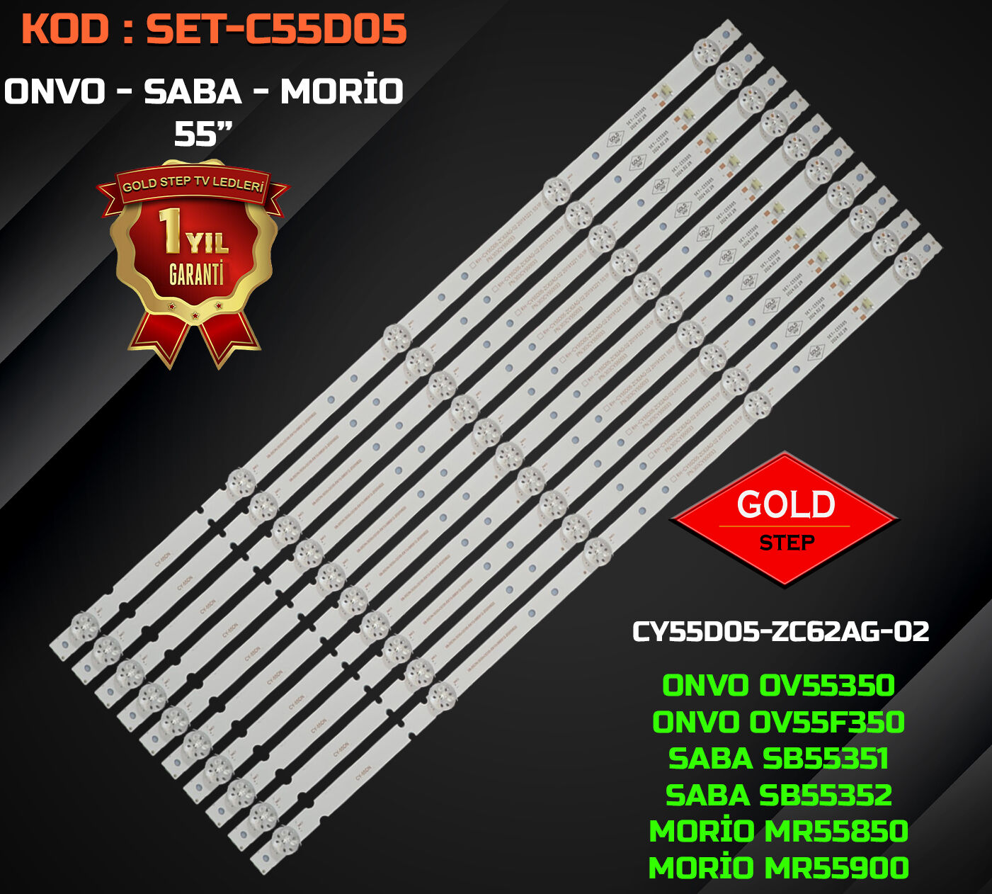 Onvo OV55350 OV55F350 Saba SB55351 SB55352 Morio MR55850 MR55900 Uyumlu LED Bar Takımı CY55D05-ZC62AG-02