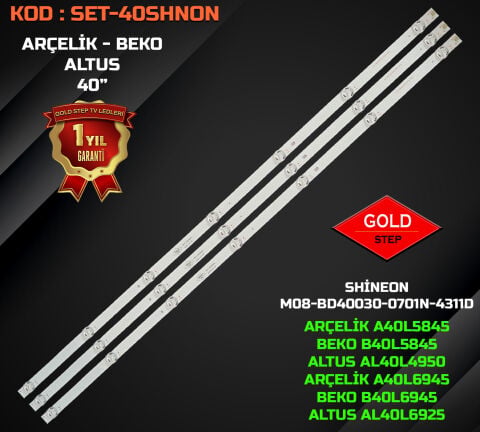 Arçelik A40L5845 Beko B40L5845 Altus AL40L4950 Uyumlu LED Bar Takımı M08-BD40030-0701N-4311D