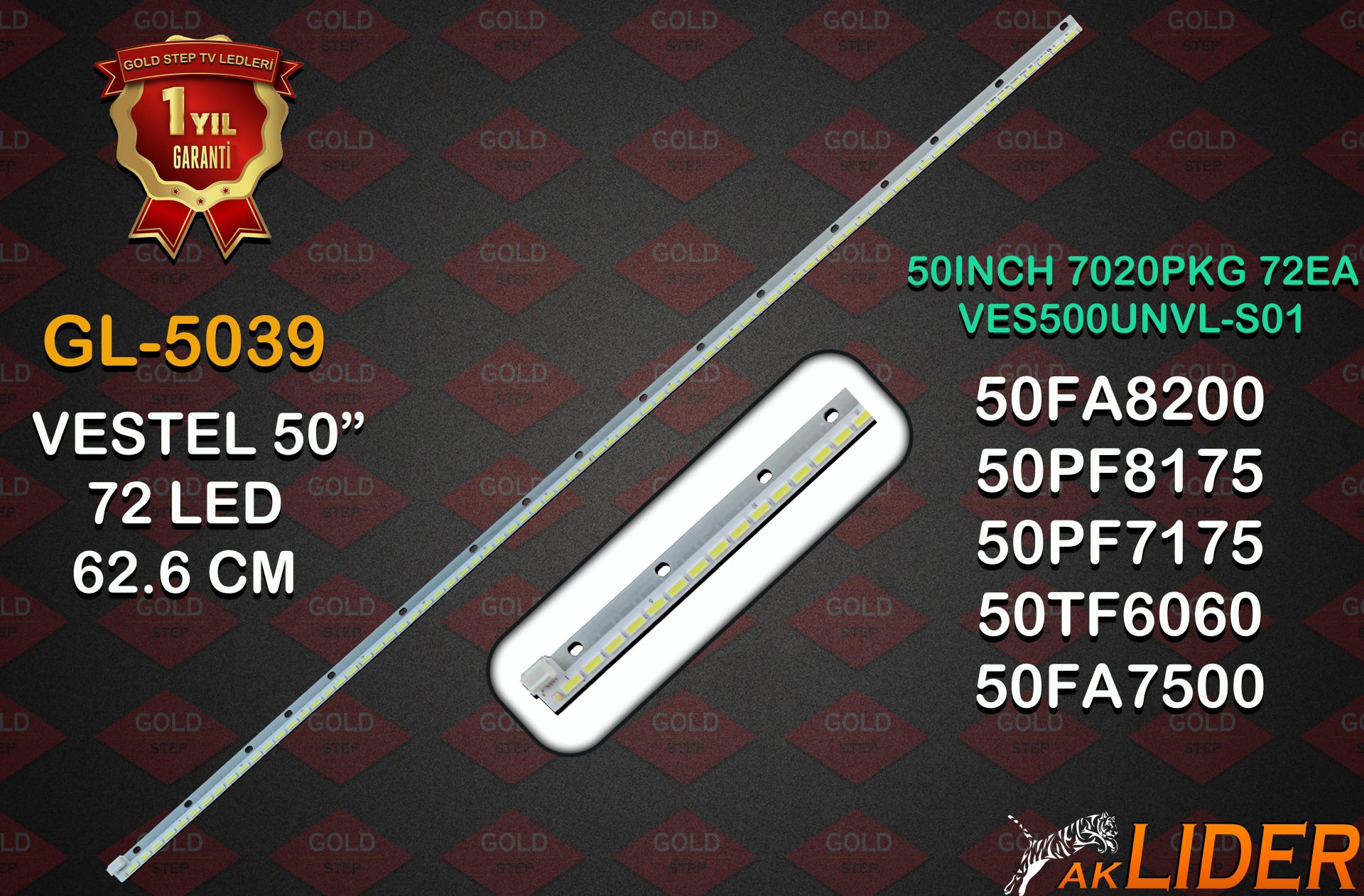 Vestel 50'' 50PF7175 50PF8175 50FA8200 50FA7500 50FA5000 Uyumlu LED Bar Takımı VES500UNVL-3D-S01 VES500UNVL-S01 VES500UNVA-2D-S01 50INCH 7020PKG 72EA 76EA REV0.0 REV1.0 REV0.4 METALSAN BRACKET AL 50242 V30087094