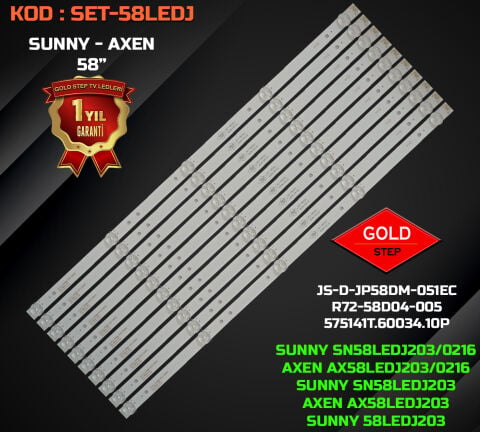 Sunny SN58LEDJ203 Axen AX58LEDJ203 Uyumlu LED Bar Takımı JS-D-JP58DM-051EC