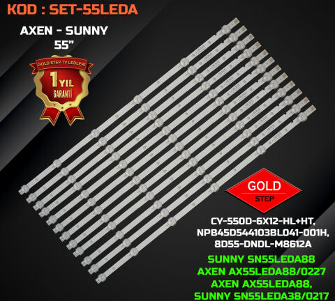Sunny SN55LEDA88 Axen AX55LEDA88 Uyumlu LED Bar Takımı CY-550D-6X12-HL+HT