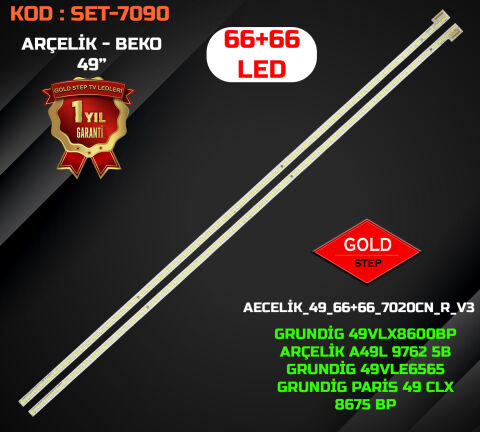 Arçelik A49L 9762 5B Grundig 49VLX8600 49L9783 Uyumlu LED Bar Takımı ZPN60600-AB