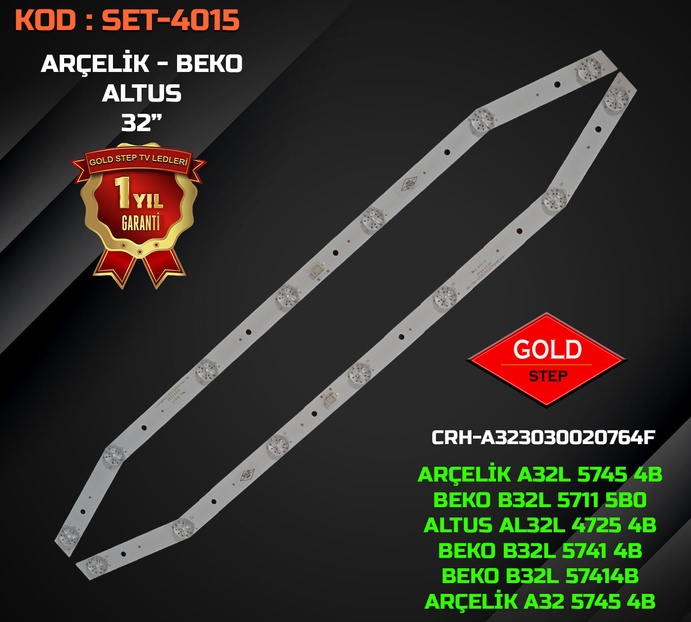 Arçelik A32L 5745 4B Beko B32L 5711 5B0 Altus AL32L 4725 4B Uyumlu LED Bar Takımı CRH-A323030020764F