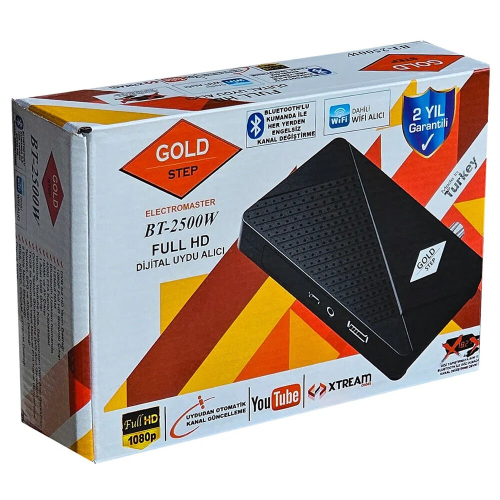 GOLD STEP BT-2500W Full HD Dahili Wifi'li Bluetooth Kumandalı Uydu Alıcısı