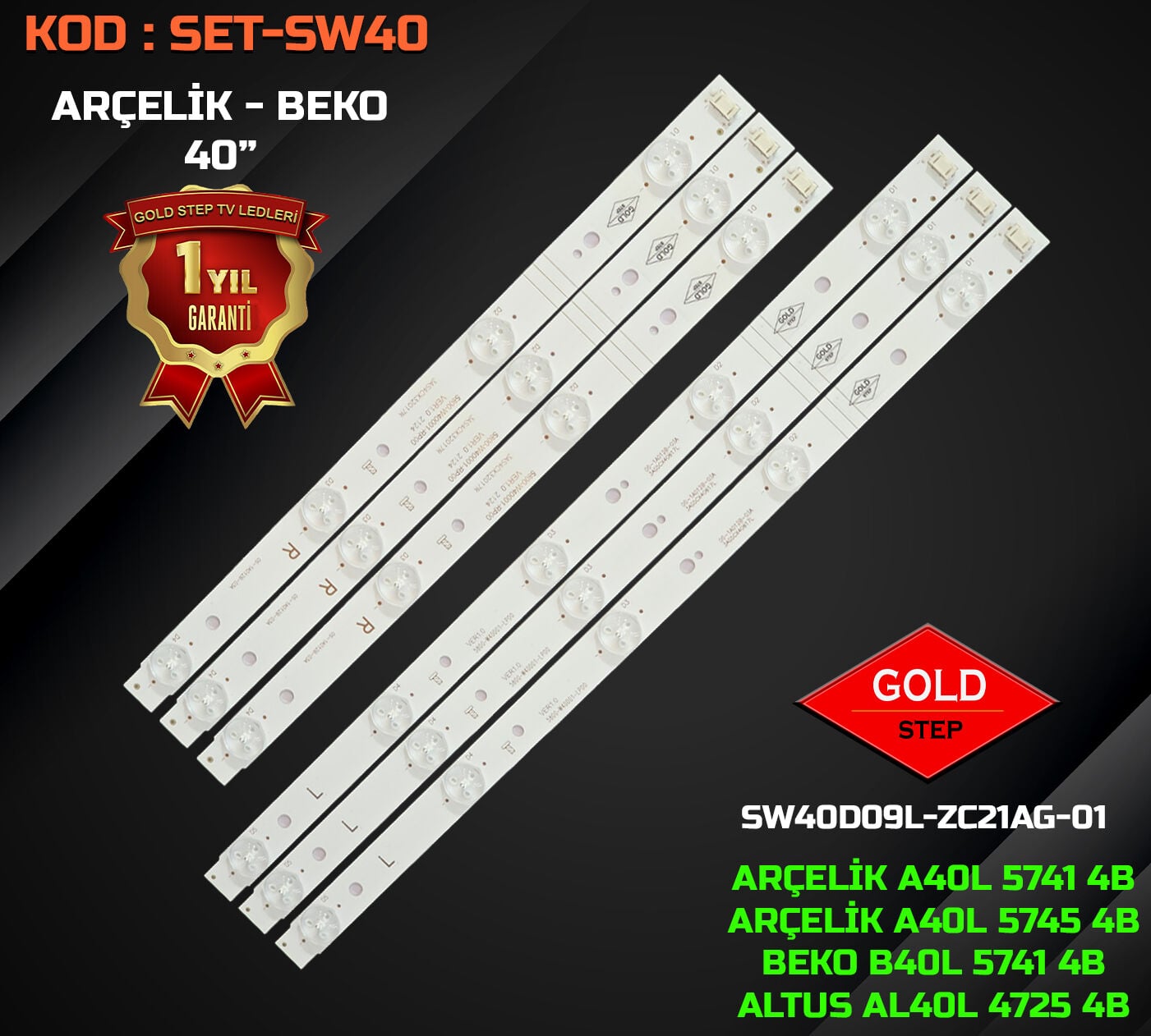 Arçelik A40L 5741 4B Beko B40L 5741 4B Uyumlu LED Bar Takımı SW40D09