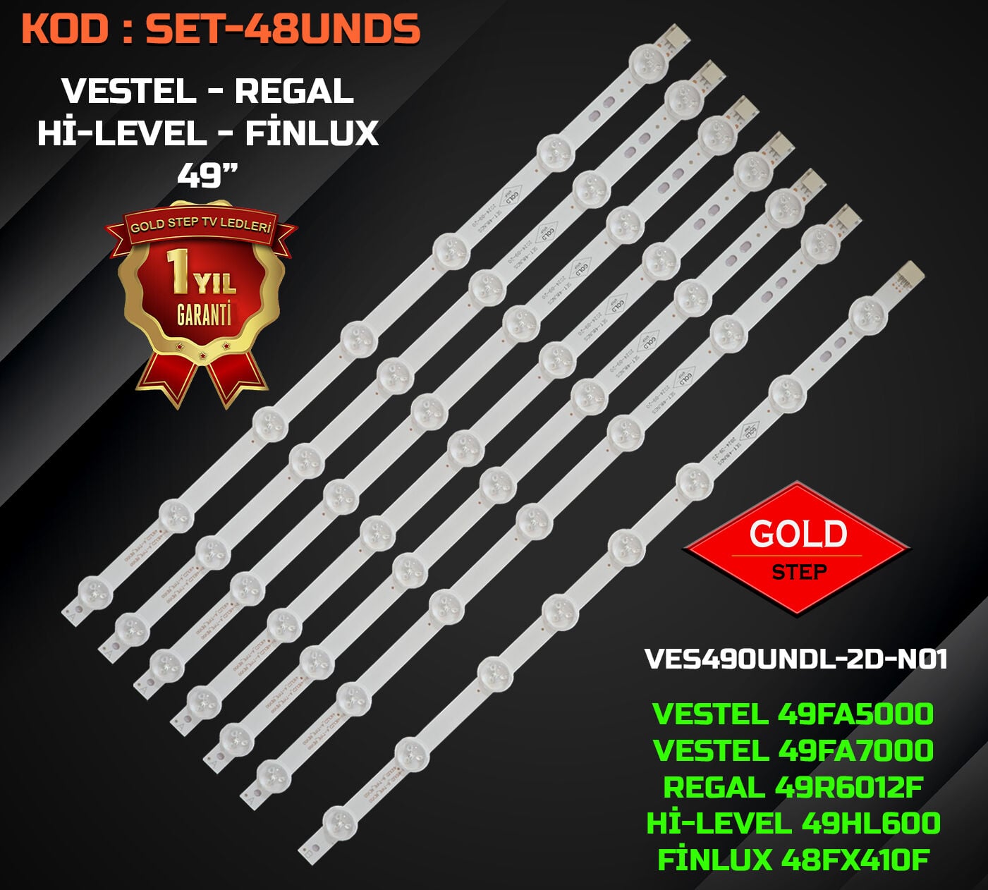 Vestel 49FA5000 48FA5000 SEG 49SD6100 Uyumlu LED Bar Takımı 49DLED-A-TYPE