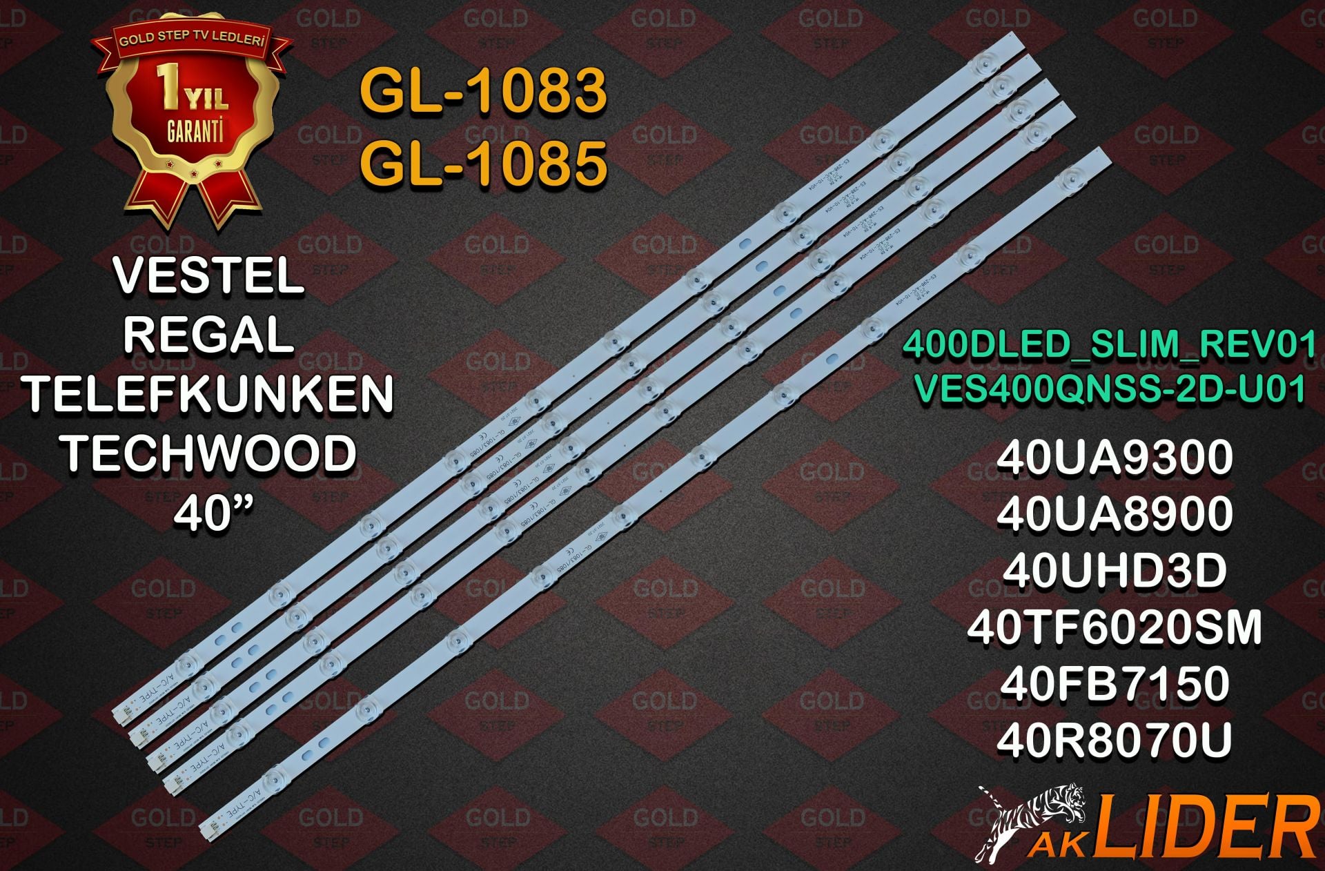 40UA9300, 40UA8900, 40UA9000, 40UB8600, 40FA8500, 40FB7150, 40TF6020SM, 40R8070U, 40R6080U, 40UHD3D, TFLU40UHD300B Uyumlu LED Bar Takımı V23339336, 23340369, V10106453, V10105772, V10097843, V10105843, V10108126, V10108177, V10098466, V10096743, V10097894