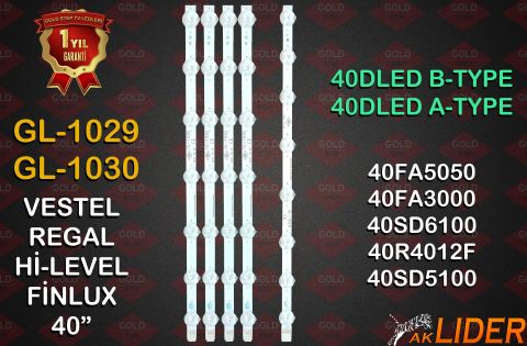 Vestel 40FA5050 40FA3000 LT-40D 40SD6100 40R4012F 40L600D 40NX600 40R4010F 40HL550 40SD5100 40R2010FM 40FX210FM 40TF2020M 40SD3100 LD40275FM Uyumlu LED Bar Takımı V23283029 40DLED A-TYPE 40DLED B-TYPE V23339340 V23585781 V23339334 ES306