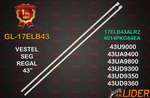 Vestel 43'' 43UD9300 43UD9350 43UD9360 Uyumlu LED Bar Takımı 17ELB43ALR2