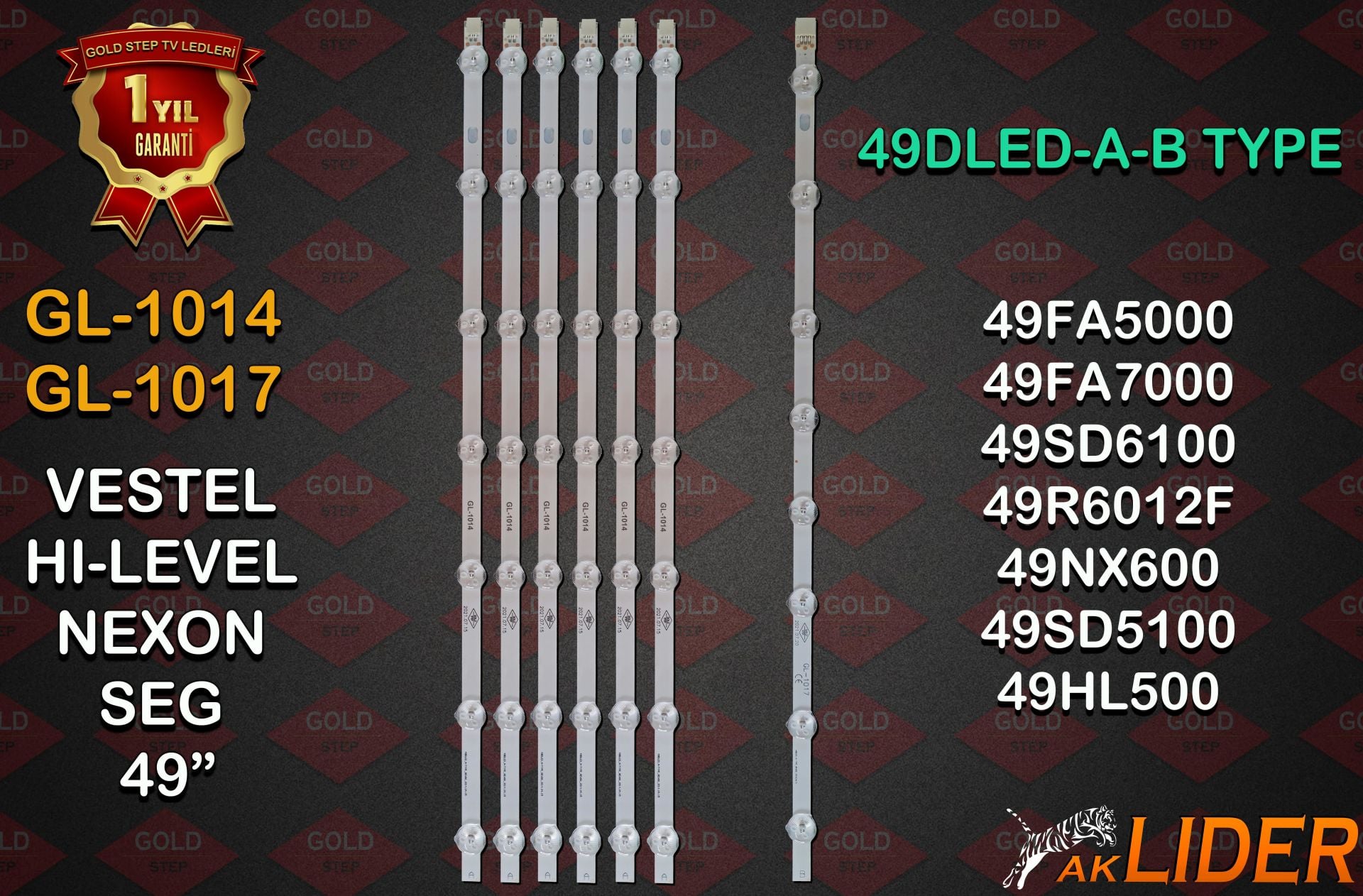 Vestel Seg Regal Nexon 282DLB/MB95M 274DLB/MB96 276DLB/MB82S 278DLB/MB82S cedled4983 Uyumlu LED Bar Takımı 49DLED-A-TYPE