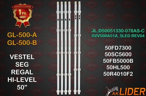 50FD7300, 50FD5400, 50FB7200, 50FB5000B, 50FD7000T, 50FA3000T, 50PFS7500, 50R4010F2, 50SC5600, 50SBF700, 50HL510, 50HL520, 50HL500, LT-50VF30T, 50PA305T, 50FB505 Uyumlu LED Bar Takımı JL.D50051330-078AS-C JL.D50051330-078HS-C SVV500A51A_5LED