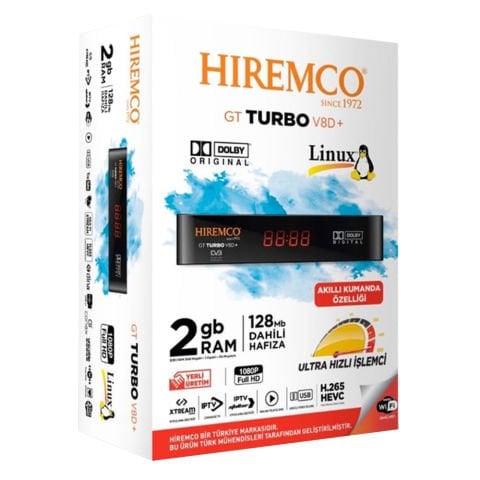 HİREMCO GT TURBO V8D+ İPTV Lİ UYDU ALICISI