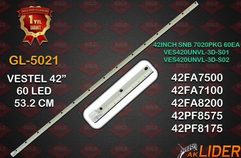 Vestel 42FA7500 42FA7550 42FA7100 42FA8200 42PF7175 42PF8575 42PF8175 LE42F8445S Uyumlu LED Bar Takımı VES420UNVL-3D-S01 VES420UNVL-3D-S02 42INCH SNB 7020PKG 60EA