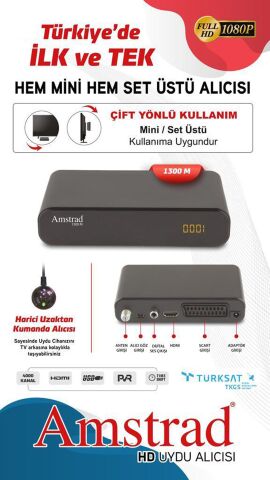 AMSTRAD Full HD Display Gözlü + Set Üstü Mini Uydu Alıcısı