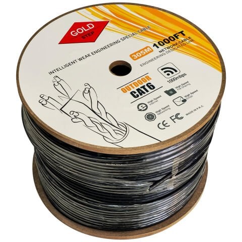 GOLD STEP 305 Metre 1000Mbps/S Dış Mekan Çift İzolasyon Cat 6 İnternet Kablosu