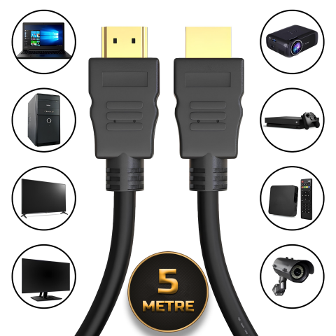 5 Metre 10,2 GBit/s 340 MHz Altın Uçlu HDMİ Kablosu