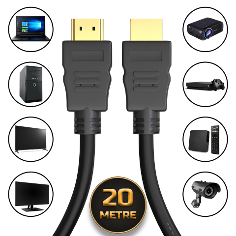 20 Metre 10,2 GBit/s 340 MHz Altın Uçlu HDMİ Kablosu