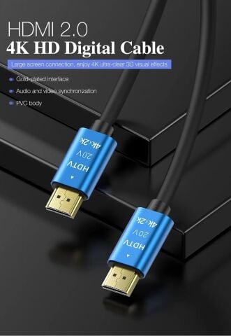 20 METRE 4K Ultra HD 2.0V Alüminyum Başlık Altın Uçlu HDMİ Kablosu