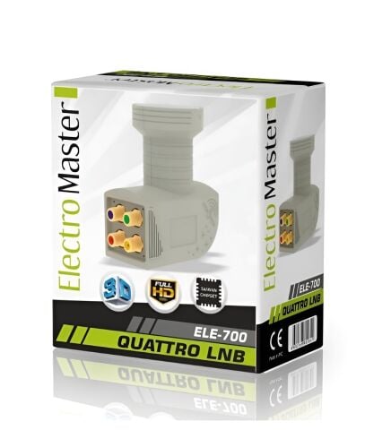 ELECTROMASTER 0.1 dB 4K Quattro Çıkışlı Santral LNB Quattro Lnb