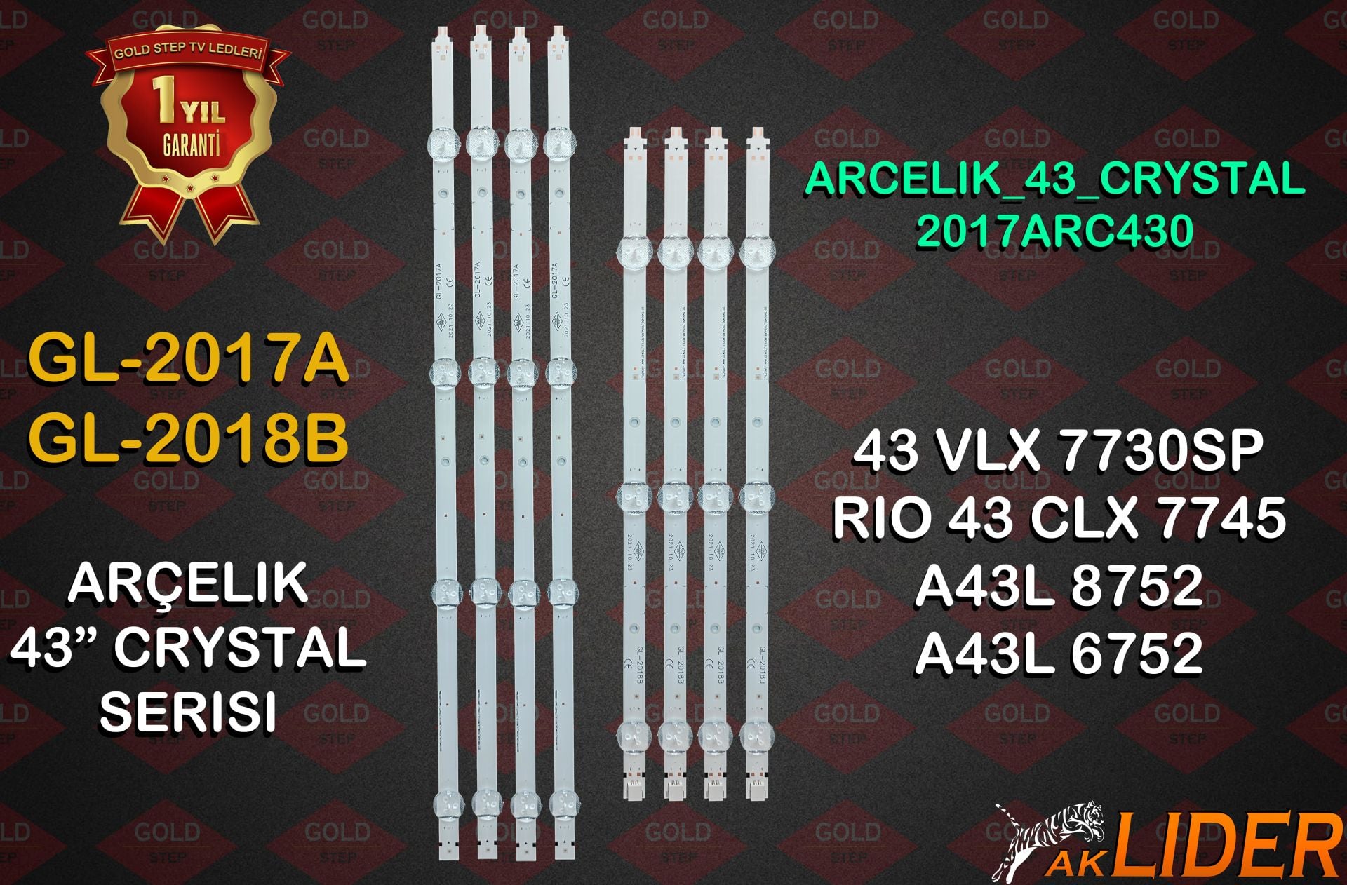 43VLX7730SP, 057T43-C21, A43L67605B, B43L87525S, Rio43CLX7745AP, 43VLE5830BN, A43L67525B, B43L67605B, B43L67525B, B43L87405B, Munich43CLE6845AP, 43VLE6830BP, Dortmund43CLE5845AN, 43GUB8762, A43L6760D, A43L58604B, B43L58604B, A43L87525S LED Bar Takımı