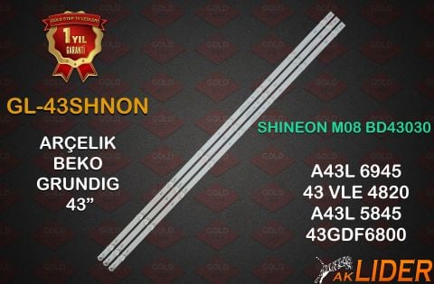 Grundig 43'' 43GDF6800B 43GCH5900B 43GCH6700B A43L5845 B43L5845 A43L6945 B43L6945 Uyumlu LED Bar Takımı ShineOn M08-BD43030-0801N-4007A