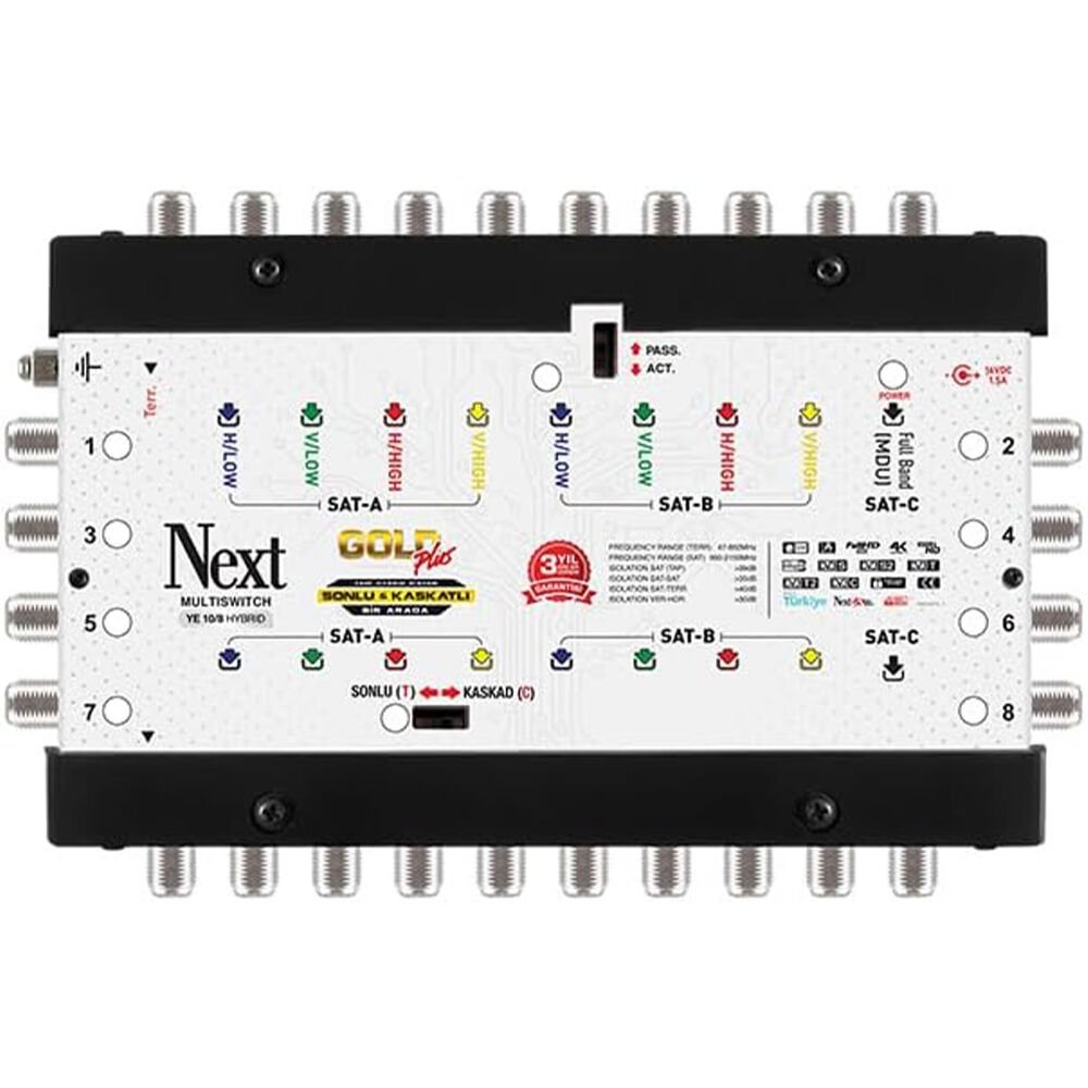 NEXT 10/08 Hybrid Multiswitch Uydu Santrali (Adaptör Dahil)