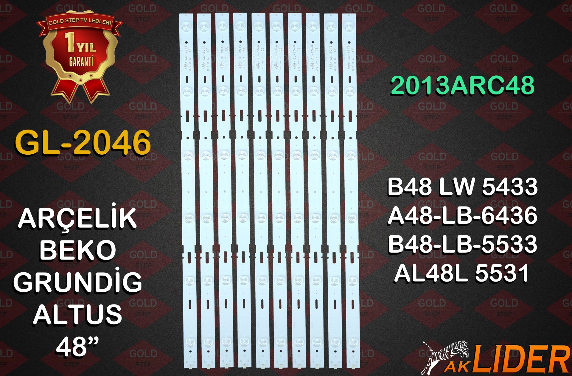 Arçelik A48LB6536 Beko B48LB6536 Grundig 48VLE5520 48VLE685 Uyumlu LED Bar Takımı ZCA606 SAMSUNG_2013ARC48_3228N1