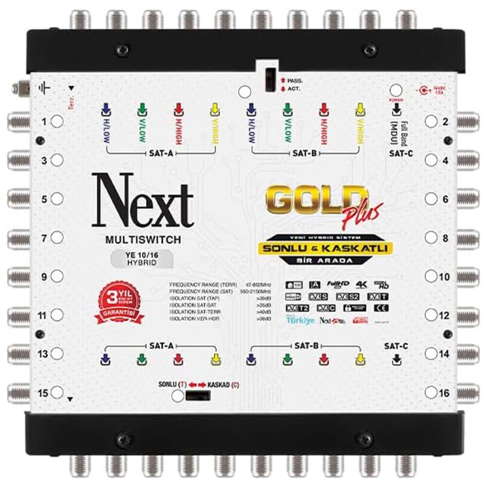 NEXT 10/16 Hybrid Multiswitch Uydu Santrali (Adaptör Dahil)