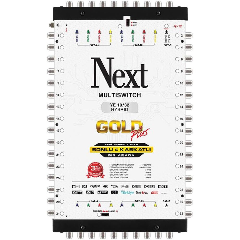 NEXT 10/32 Hybrid Multiswitch Uydu Santrali (Adaptör Dahil)