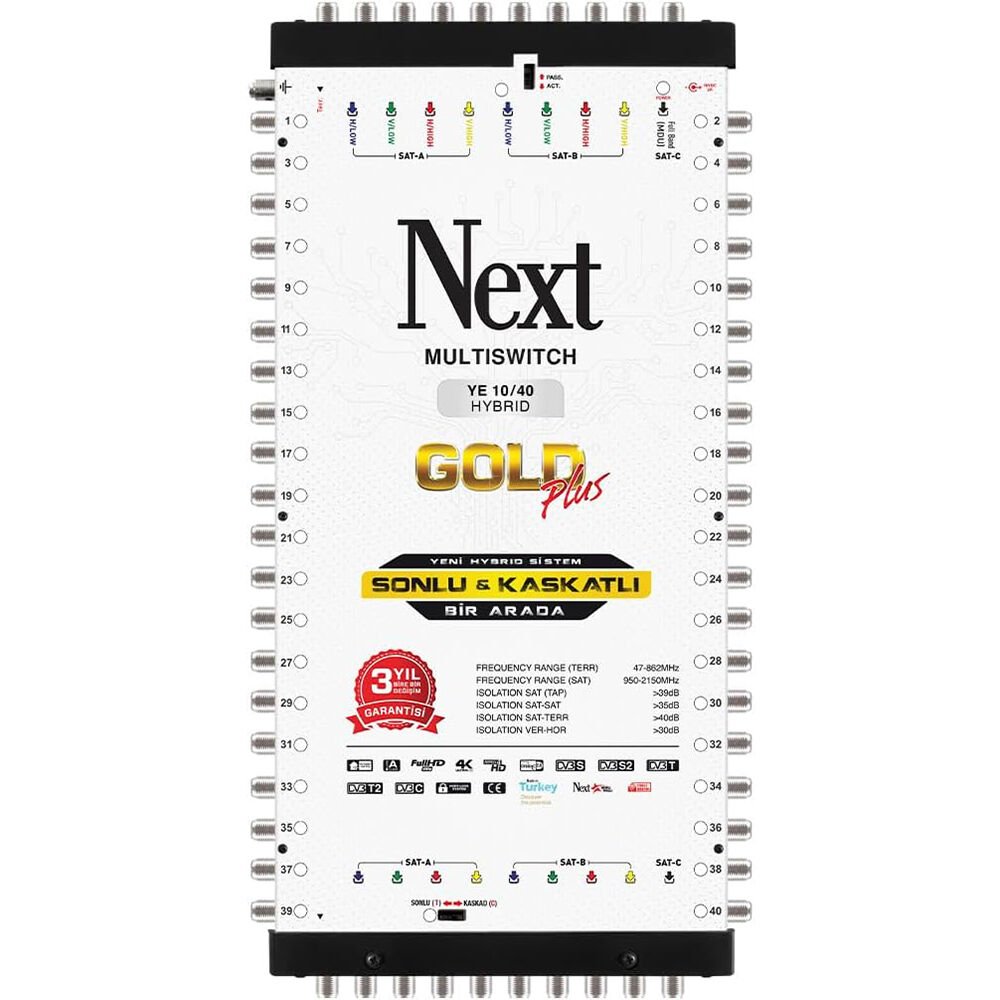 NEXT 10/40 Hybrid Multiswitch Uydu Santrali (Adaptör Dahil)