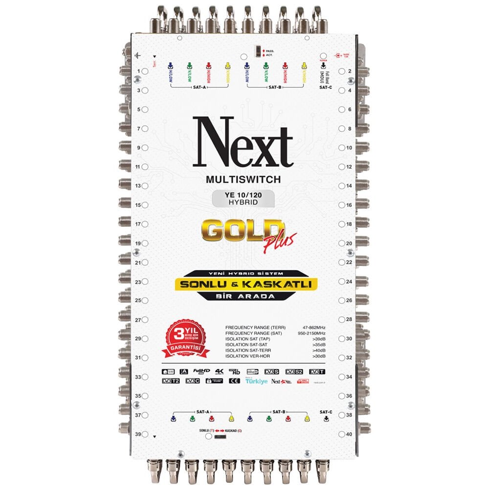 NEXT 10/120 Hybrid Multiswitch Uydu Santrali (Adaptör Dahil)