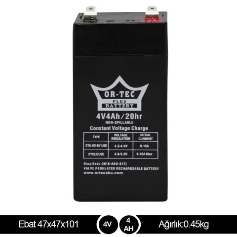 ORTEC 4V4A Bakımsız Kuru Akü - Yerli Üretim