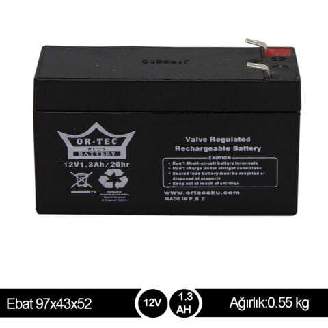 ORTEC 12V1.3A Bakımsız Kuru Akü - Yerli Üretim