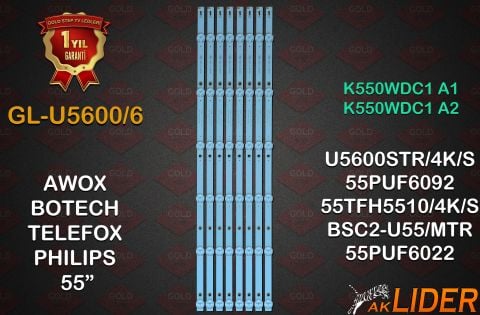 Dijitsu 55DS7700 55DS8800 Uyumlu LED Bar Takımı K550WDC1 A2 (6 LED 3V)