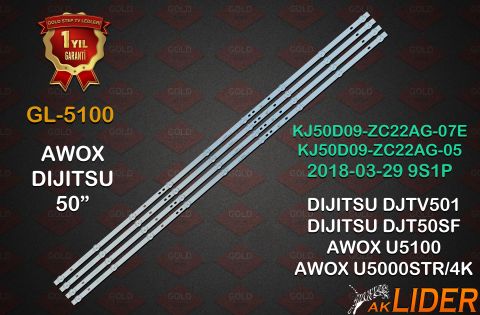 Awox U5100 Dijitsu DJTV501 DJT50SF Skytech ST-5090 Uyumlu LED Bar Takımı KJ50D09-ZC22AG-07E