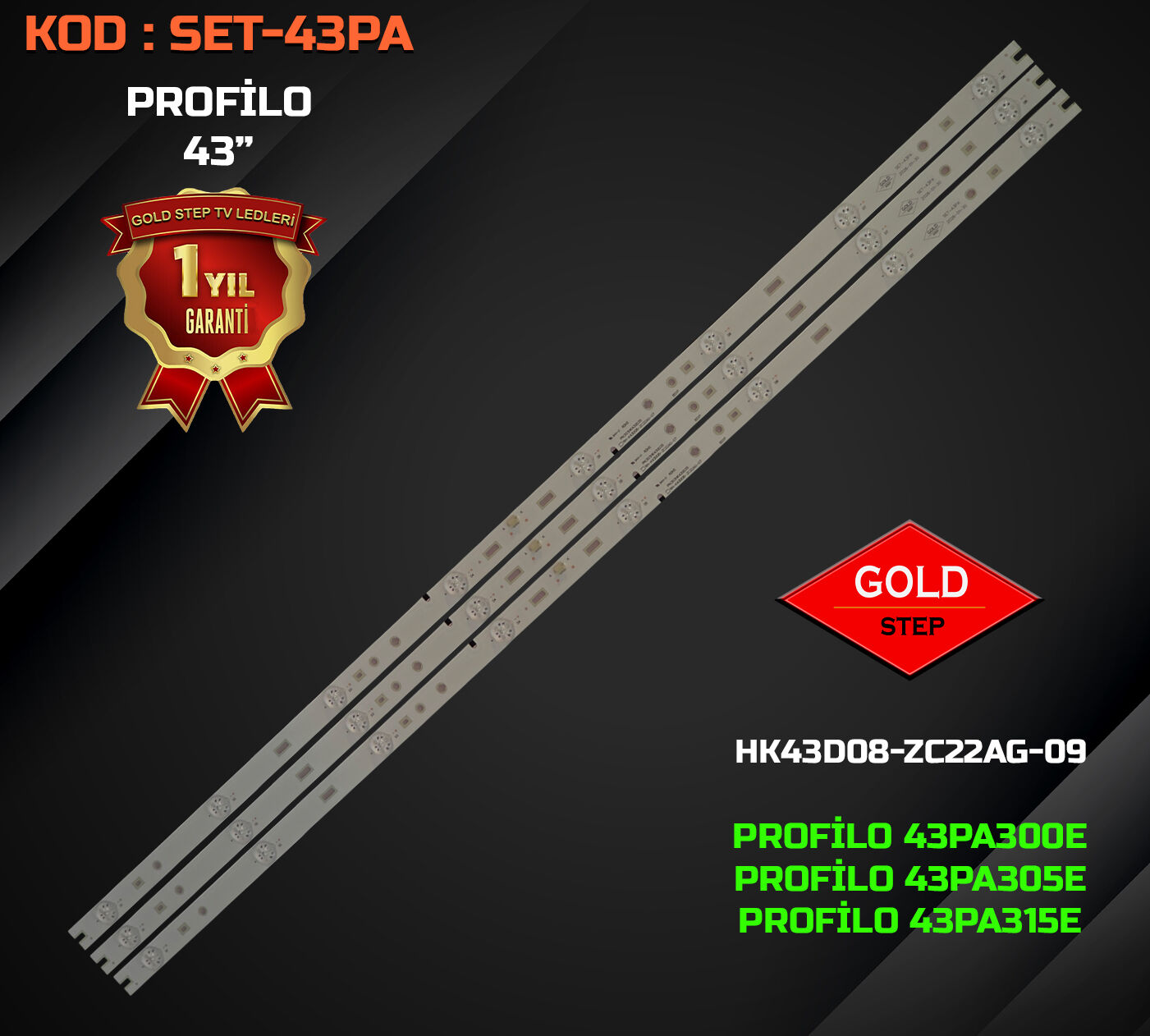 Profilo 43PA300E 43PA305E 43PA315E Uyumlu LED Bar Takımı HK43D08-ZC22AG-09