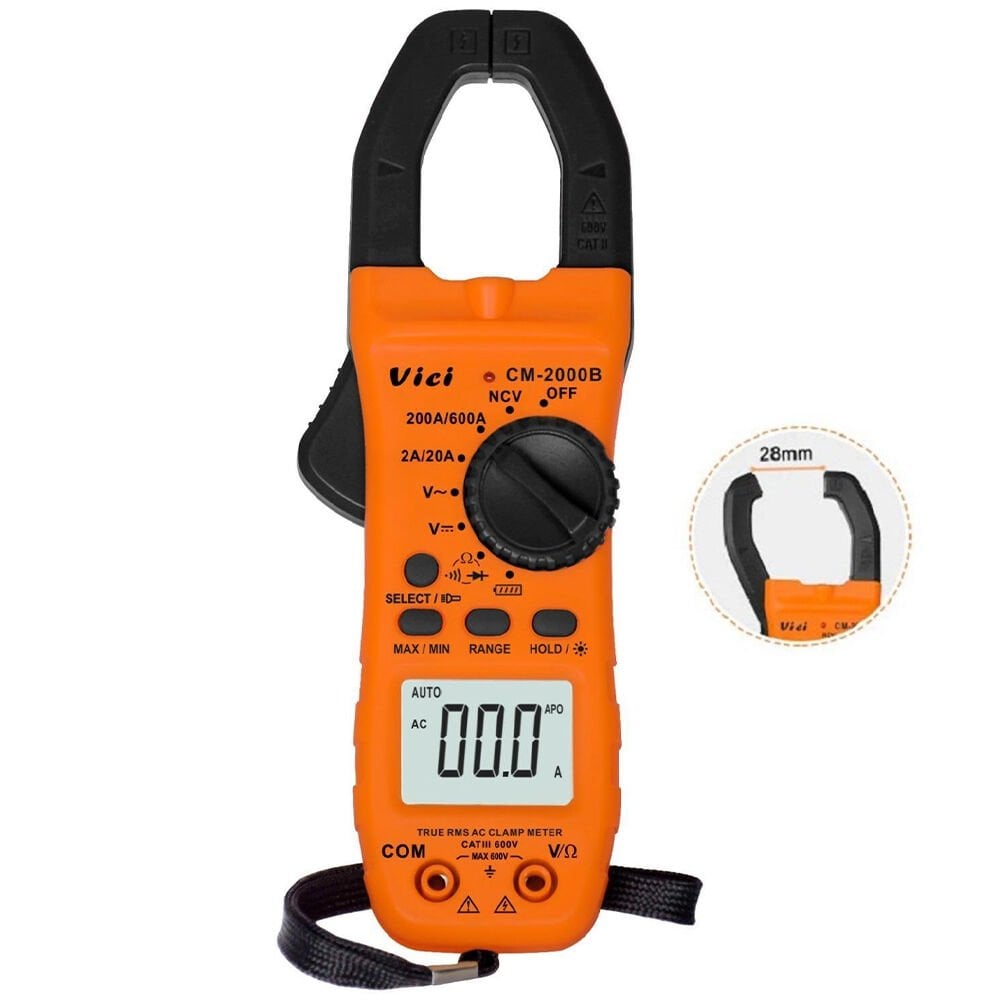 VİCİ CM-2000B 200A AC Dijital Pensampermetre 200Ω/2kΩ/20kΩ/200kΩ/2MΩ/20MΩ