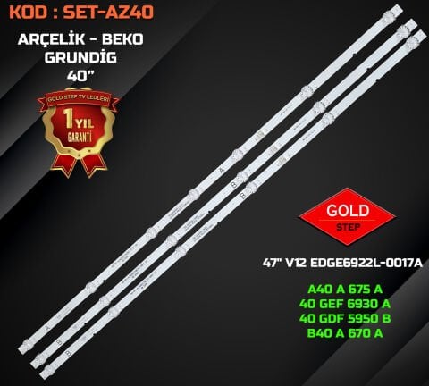 Grundig 40GDF5950B 40GEF6930A 40GEF6950B Uyumlu LED Bar Takımı RF-AZ400017AE30-0701 A0