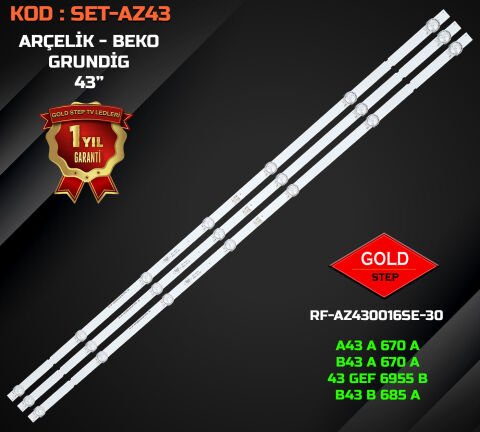 Arçelik Beko Grundig 43 İnç Uyumlu LED Bar Takımı A43C685A A43K692G 43GEF6955B RF-AZ430036AF30