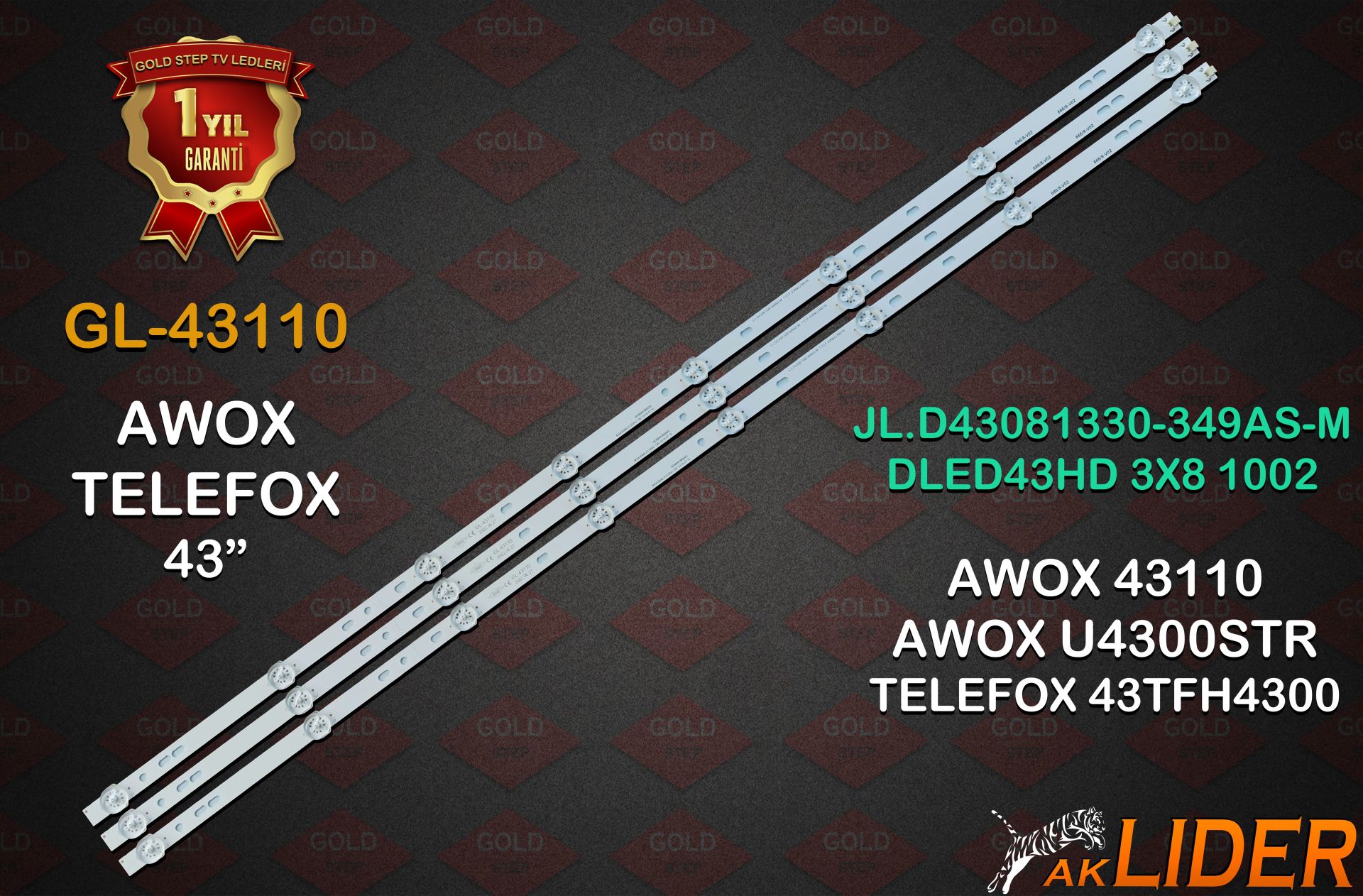 Awox 43110 Telefox 43TFH4300 Uyumlu LED Bar Takımı JL.D43081330-349AS-M
