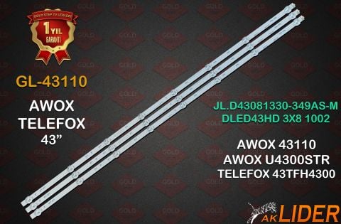 Awox 43110 Telefox 43TFH4300 Uyumlu LED Bar Takımı JL.D43081330-349AS-M