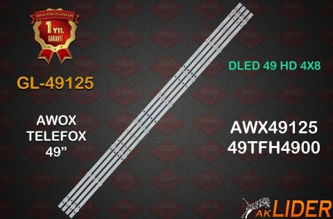Awox 49125 AWX49125 Telefox 49TFH4900 ORA 49IH43ST Uyumlu LED Bar Takımı DLED49HD4X8
