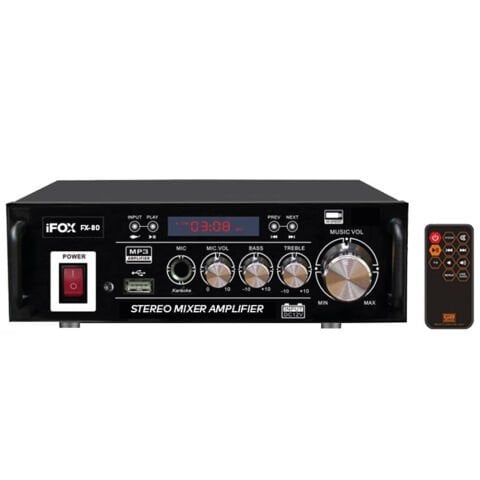 İFOX FX-80 Stero 80W Amfi Mixer / Bass - Tiz Kontrol