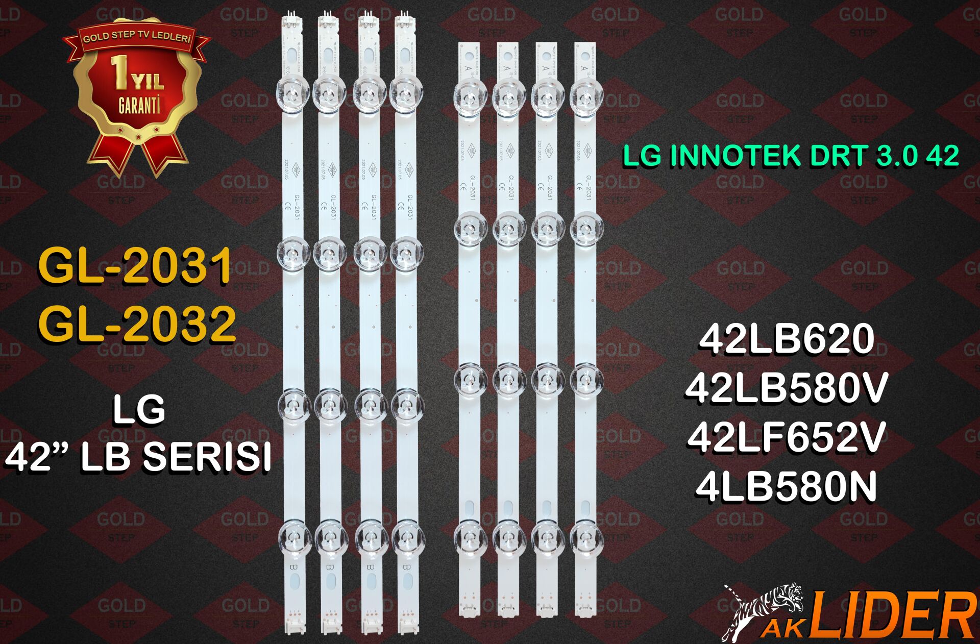 LG 42LB580 42LB620 42LF580 42LF650 42LY330C-ZA 42LY331C-ZA Uyumlu LED Bar Takımı 6916L-1709A